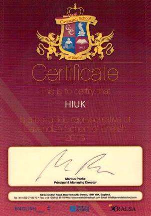 Агентство HiUK является официальным партнером школы Cavendish School of English в России